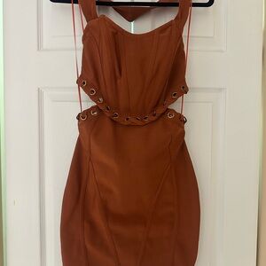 Fashion Nova Strapless Brown Dress